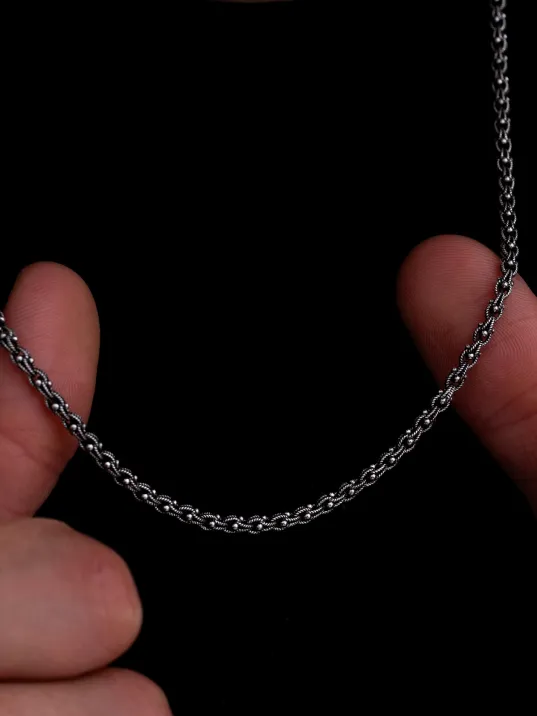 Arnavut Zinciri Erkek Gümüş Kolye Zincir Orta Kalınlıkta Arnavut Zinciri Erkek Gümüş Kolye Zincir Orta Kalınlıkta