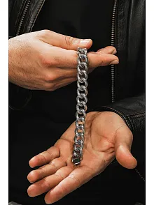 Erkek Çelik Bileklik - Çizgili Kalın Gurmet Model Erkek Bileklik