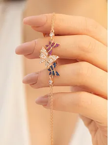 Kadın Gümüş Bileklik - Rose Kelebek Model Kadın Gümüş Bileklik Gblklbkmdl1-ros