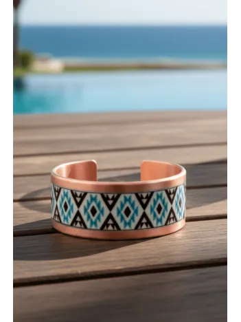 Kadın Bakır Yüzük - Eyes Model Özel Baskı Metal Kutu Ve Kuvars Taşı