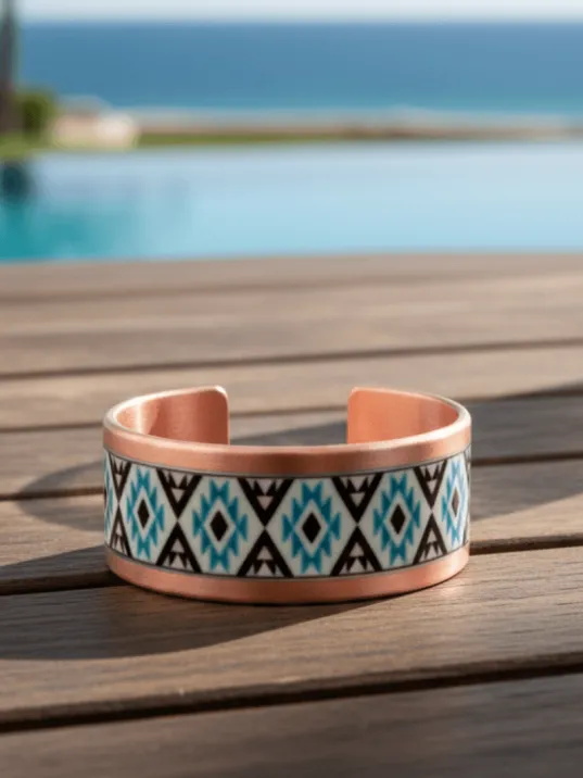 Kadın Bakır Yüzük - Eyes Model Özel Baskı Metal Kutu Ve Kuvars Taşı