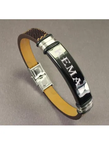 OttoMan İsim Yazılan Erkek Bileklik Suni Deri