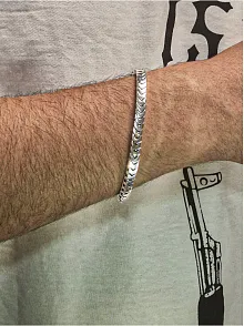 Erkek Gümüş Bileklik - Kalın Yassı Snake Parlak Model Erkek Künye