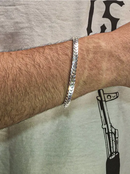 Erkek Gümüş Bileklik - Kalın Yassı Snake Parlak Model Erkek Künye Erkek Gümüş Bileklik - Kalın Yassı Snake Parlak Model Erkek Künye