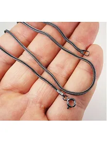 Tilkikuyruğu Gümüş Erkek Kolye Zincir Özel Oksitlenmiş İnce Model