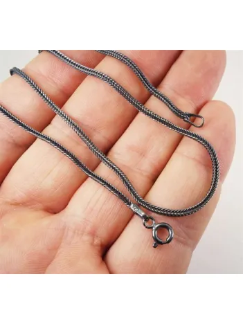 Tilkikuyruğu Gümüş Erkek Kolye Zincir Özel Oksitlenmiş İnce Model