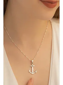 Kadın Gümüş Kolye - 925 Ayar Çapa Model Gümüş Kadın Kolye
