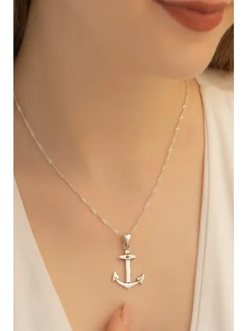 Kadın Gümüş Kolye - 925 Ayar Çapa Model Gümüş Kadın Kolye