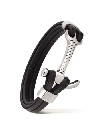 Erkek Çelik Çekiç Keser Figürlü Deri Bileklik