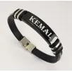 Kişiye Özel İsimli  Siyah Model Erkek Çelik Bileklik Künye