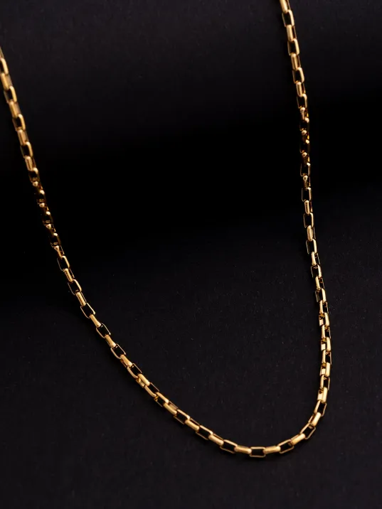 Erkek Çelik Kolye - Altın Kaplama Halka Model Paslanmaz Çelik Kolye