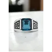 Erkek Gümüş Yüzük - Aquamarin Taşlı Kare Erkek Gümüş Yüzük Erkek Gümüş Yüzük - Aquamarin Taşlı Kare Erkek Gümüş Yüzük