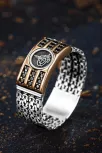 Erkek Gümüş Yüzük - Kral Zincirli Zirkon Taşlı Osmanlı Tuğralı İşlemeli Erkek Yüzük Erkek Gümüş Yüzük - Kral Zincirli Zirkon Taşlı Osmanlı Tuğralı İşlemeli Erkek Yüzük