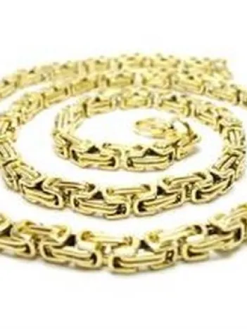 Altın Kaplama Kral Erkek Çelik Kolye Zincir Orta Kalınlıkta