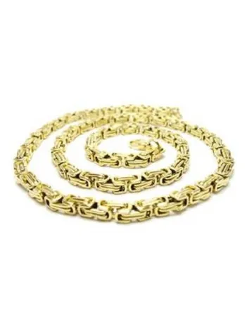 Altın Kaplama Kral Erkek Çelik Kolye Zincir Orta Kalınlıkta