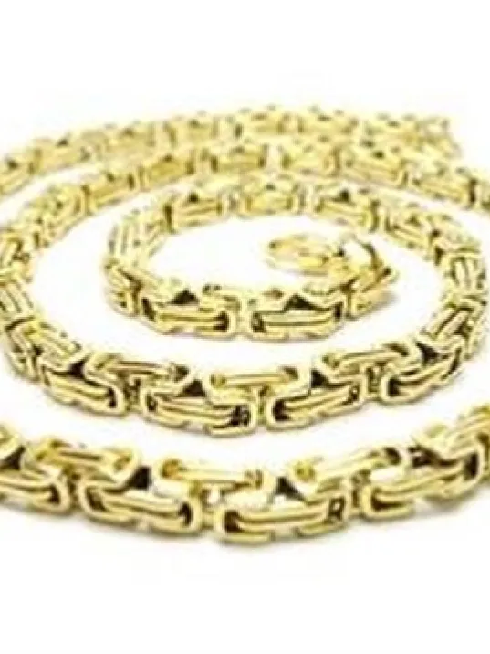 Altın Kaplama Kral Erkek Çelik Kolye Zincir Orta Kalınlıkta