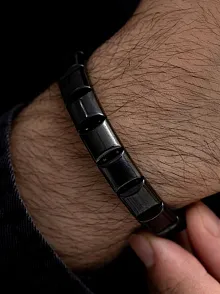 Doğal Hematit Taşlı Modern Tasarım Bileklik