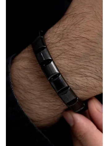 Doğal Hematit Taşlı Modern Tasarım Bileklik