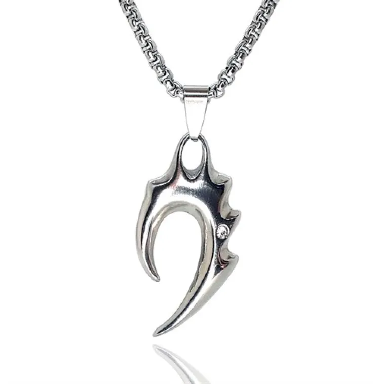 Rhinestone Tribal Alev Erkek Çelik Kolye Zincir Rhinestone Tribal Alev Erkek Çelik Kolye Zincir