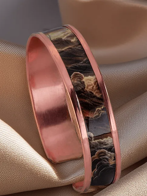 Kadın Bakır Bileklik - Mia Model Özel Baskı Metal Kutu Ve Doğal Taşlar