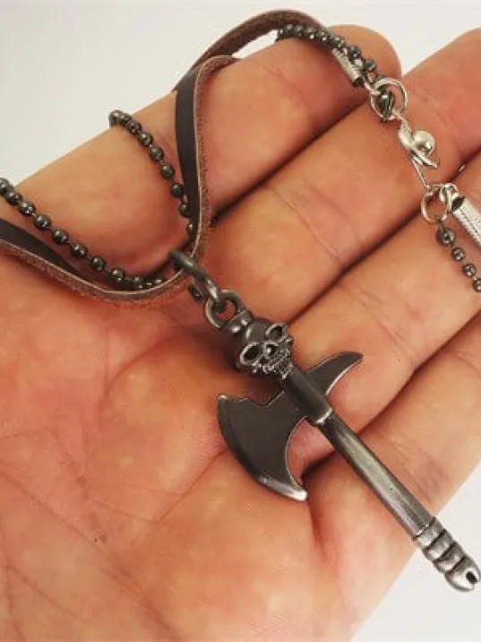 Balta Kurukafa Erkek Deri Kolye Balta Kurukafa Erkek Deri Kolye