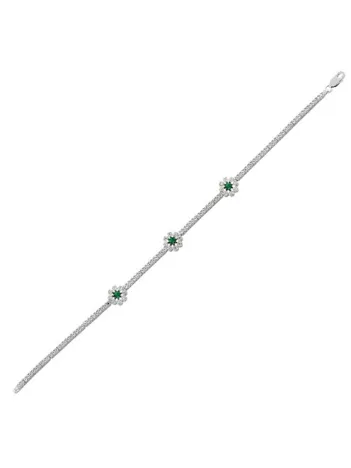 Ahenk Zümrüt Taşlı Su Yolu Bayan Gümüş Bileklik