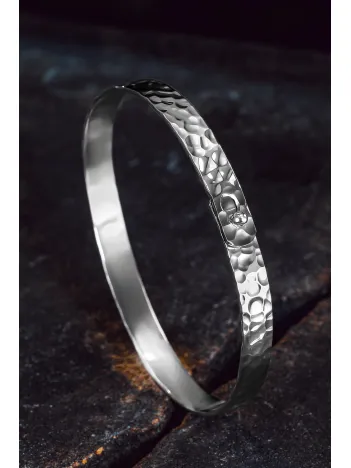 Kadın Gümüş Bileklik - Dövme Sanatı İşlemeli Geçmeli Kadın Bilezik