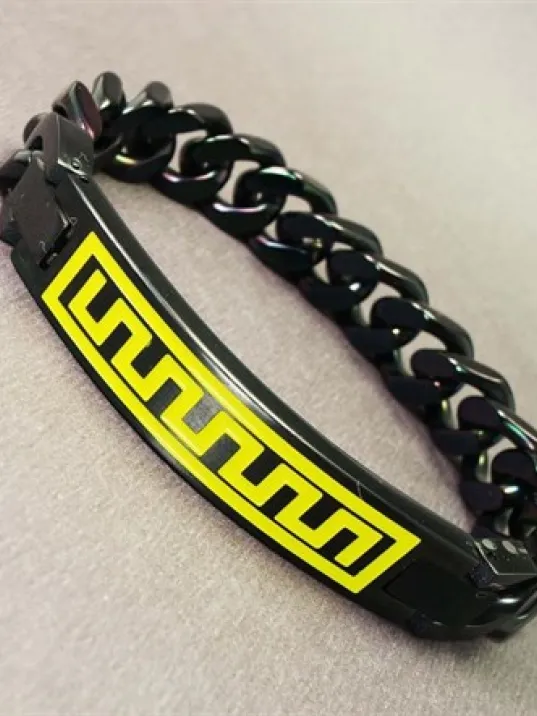 OttoMan Kalın Siyah Grek Motifli Erkek Çelik Bileklik OttoMan Kalın Siyah Grek Motifli Erkek Çelik Bileklik