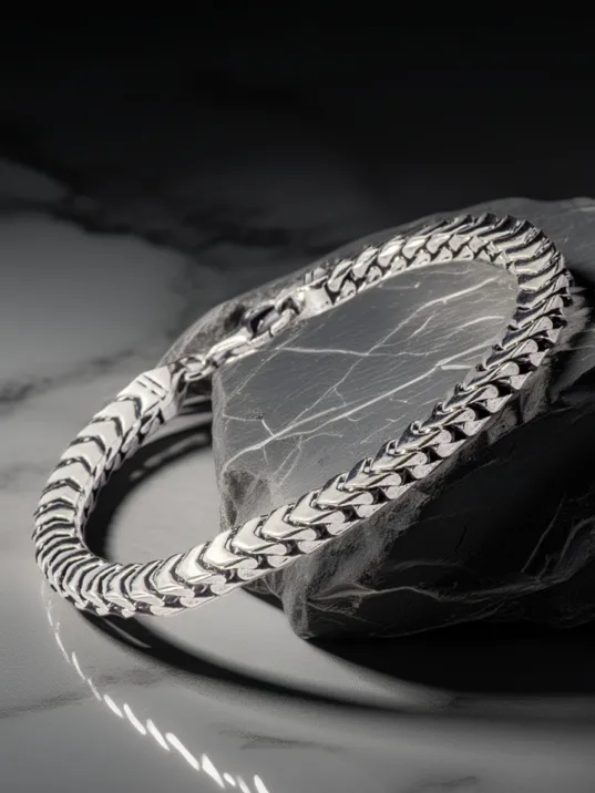 Erkek Gümüş Bileklik - Kalın Yassı Snake Parlak Model Erkek Künye Erkek Gümüş Bileklik - Kalın Yassı Snake Parlak Model Erkek Künye