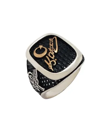 Atatürk İmzalı Ve Tuğralı Erkek Gümüş Yüzük