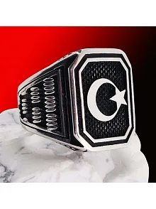 Ay Yıldız Gümüş Erkek Yüzük