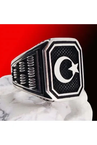 Ay Yıldız Gümüş Erkek Yüzük