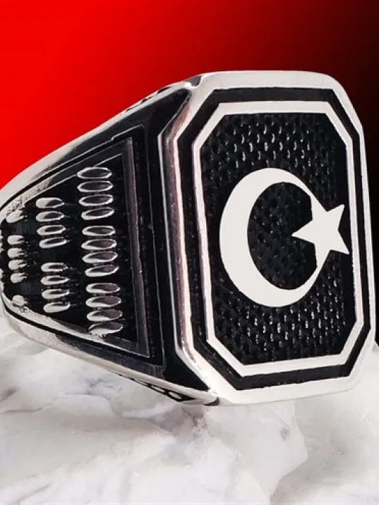 Ay Yıldız Gümüş Erkek Yüzük Ay Yıldız Gümüş Erkek Yüzük