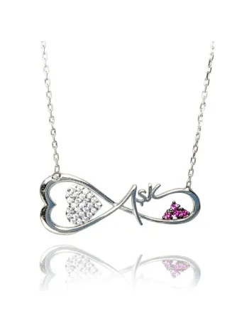 Aşk Yazılı Sonsuzluk Bayan Gümüş Kolye