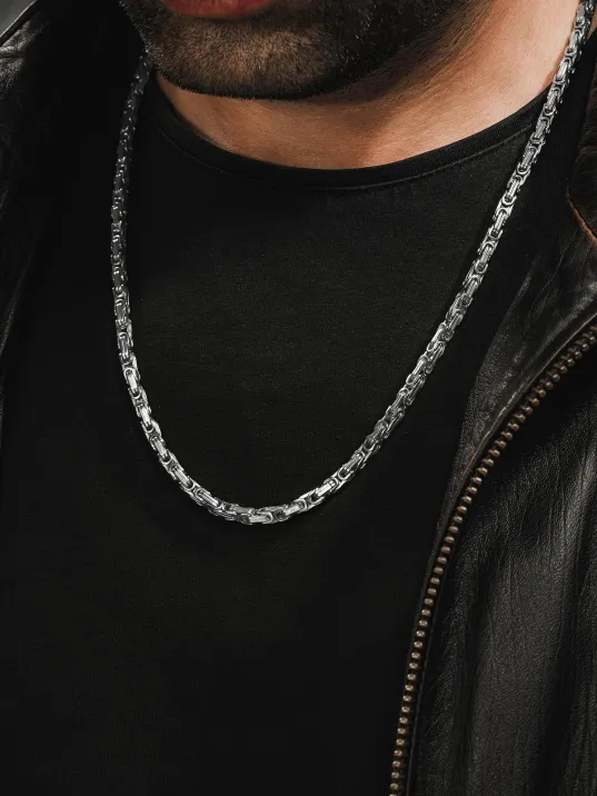 Erkek Çelik Kral Zincir Kolye İnce Model 4,5mm