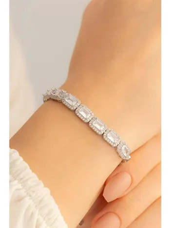 Kadın Gümüş Bileklik - 7 Baget Taşlı Gümüş Bileklik