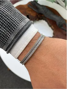 Erkek Bileklik - Metal Erkek Bileklik - Erkek Bileklik - Çizgili Model