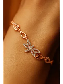 Kadın Gümüş Bileklik - Rose Kaplama Yusufçuk Model Damla Motifli Gümüş Bilezik