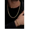 Erkek Çelik Bileklik Kolye Set -22 Ayar Gerçek Altın Kaplama Sarmal Model Çelik Set Erkek Çelik Bileklik Kolye Set -22 Ayar Gerçek Altın Kaplama Sarmal Model Çelik Set
