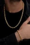 Erkek Çelik Bileklik Kolye Set -22 Ayar Gerçek Altın Kaplama Sarmal Model Çelik Set Erkek Çelik Bileklik Kolye Set -22 Ayar Gerçek Altın Kaplama Sarmal Model Çelik Set