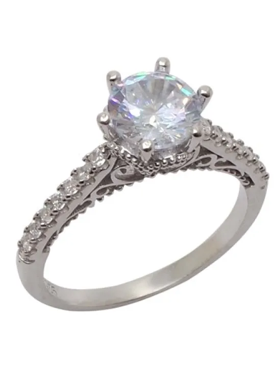 7mm Tektaşlı Zirkon Taşlı Sarmaşık Model Bayan Gümüş Yüzük