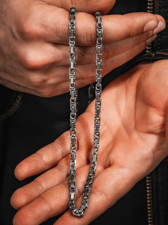 Erkek Çelik Kral Zincir Kolye İnce Model 4,5mm