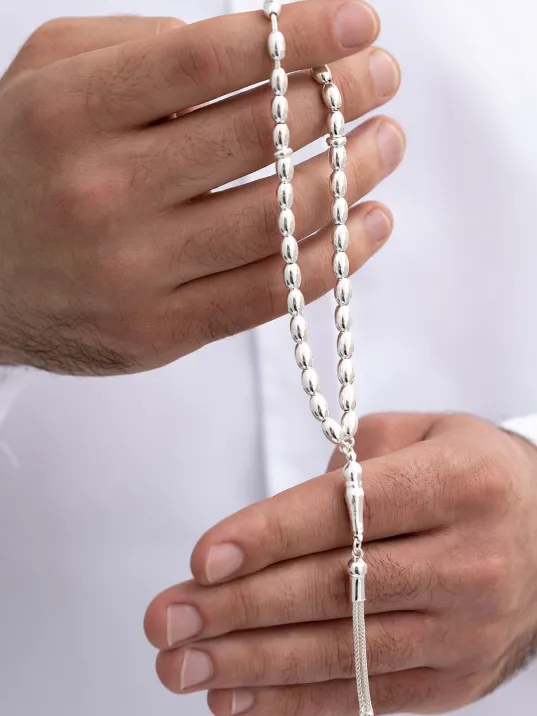 Gümüş Tespih Arpakesim Orta Bilek Boy 18gr