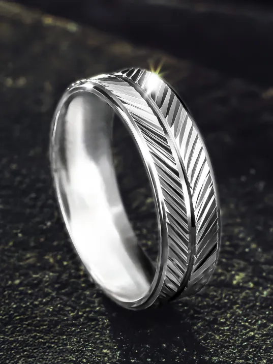 Kadın Gümüş Alyans - Çizgi Desenli 925 Ayar Kadın Yüzük Kadın Gümüş Alyans - Çizgi Desenli 925 Ayar Kadın Yüzük