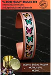 Kadın Bakır Bileklik - Butterfly Model Özel Baskı Metal Kutu Ve Doğal Taşlar