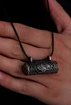 Erkek Gümüş Kolye - Cevşen Osmanlı Tuğralı Orta Boy Gümüş Muska Kolye