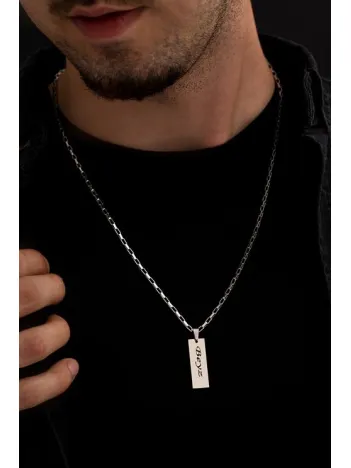 Erkek Çelik Kolye - İsim Yazılan Çelik Kolye