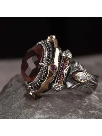 Islam Usta Tasarımı Zultanit Taşlı Gümüş Erkek Yüzük