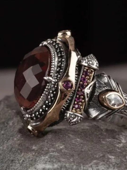 Islam Usta Tasarımı Zultanit Taşlı Gümüş Erkek Yüzük