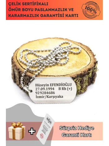 Asker Künyesi Paslanmaz Çelik Kolye Zincir